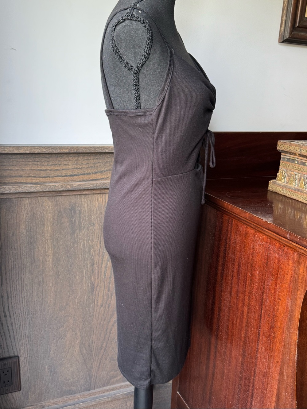21 Saints Women's Black Ruched Front Cutout Dress nwt large - Picture 5 of 8